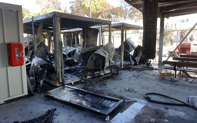 lesbose saare Moria põgenikelaager pärast massirahutusi 24. oktoobril.