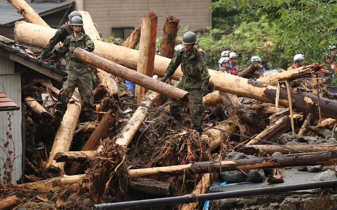 Последствия наводнения в Японии.