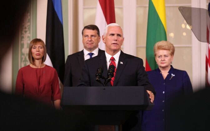 Пресс-конференция вице-президента США и глав стран Балтии.