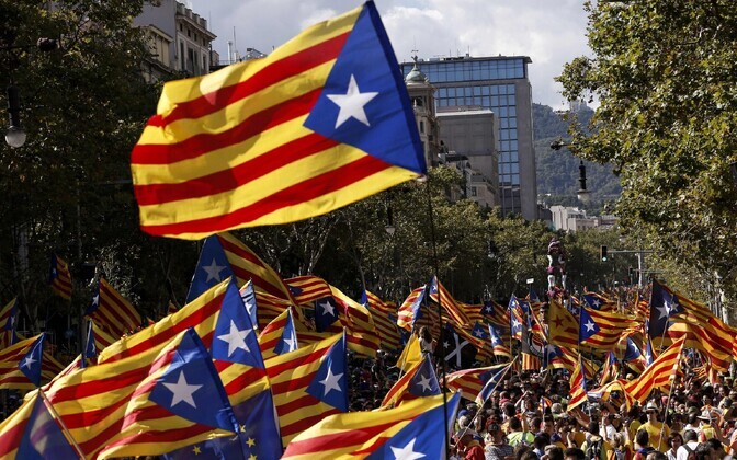 Kataloonia lipud Barcelona kesklinnas.