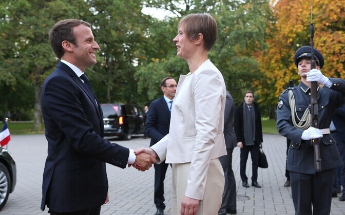 Встреча президентов Эстонии и Франции Керсти Кальюлайд и Эммануэля Макрона в Кадриорге.