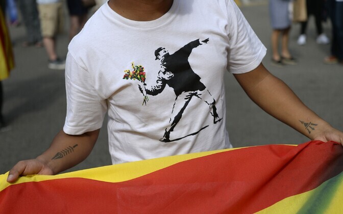 Meeleolud üldstreigi ajal Barcelona südalinnas Placa de la Universitati väljakul