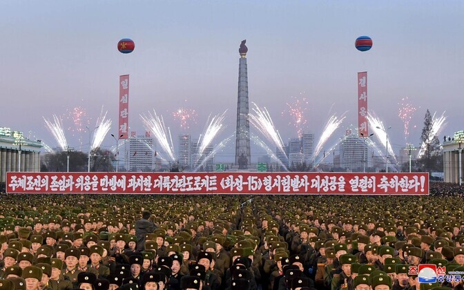 Tähistamine Pyongyangis.