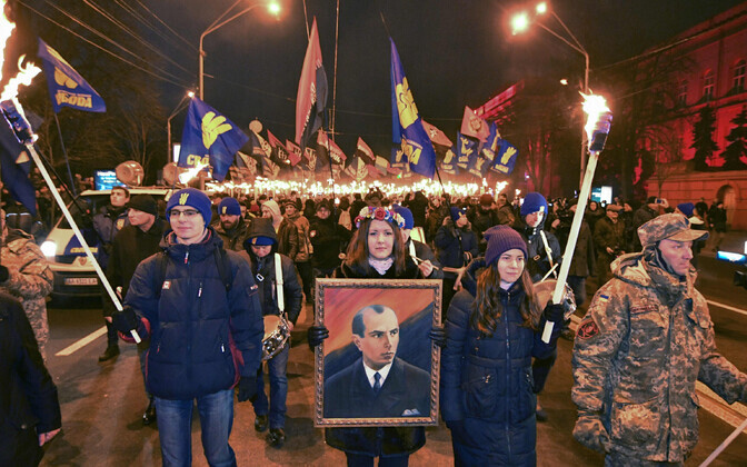 Факельное шествие в 109-ю годовщину со дня рождения Степана Бандеры в Киеве.