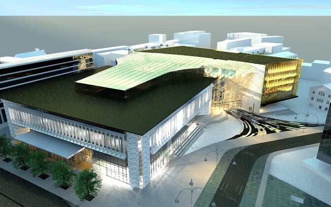 HG Arhitektuuri projekteeritud kavand postimaja ja kinohoone kompleksist