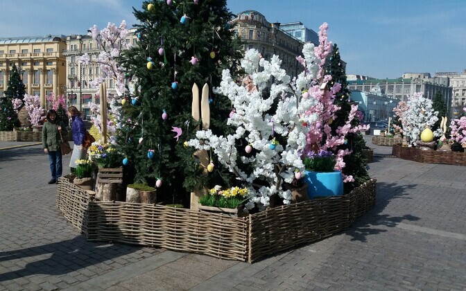 Lihavõttekaunistused Moskvas.