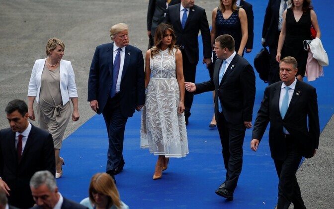 Карин Ратас, Дональд Трамп, Мелания Трамп и Юри Ратас на саммите НАТО.