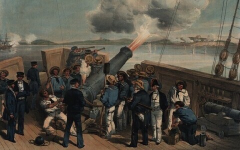 Depiction of shelling of Bomarsund by Edwin T. Dolby/William Simpson. After the loss of this fortress, Tsarist Russia built up Tallinn's fortifications.