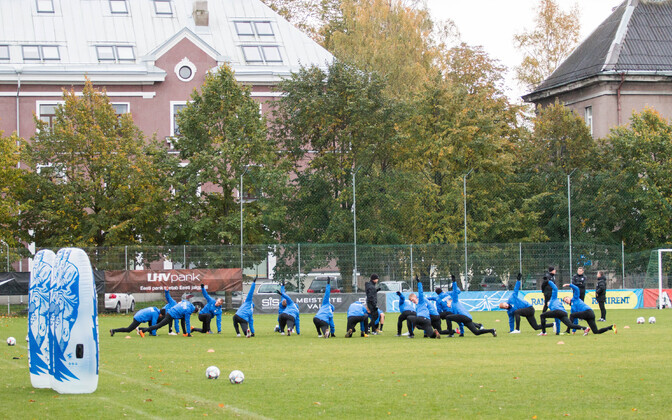 Тренировка сборной Эстонии по футболу