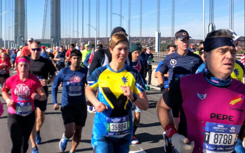 President Kersti Kaljulaid running in the TCS New York City Marathon on Sunday. 4 November 2018.