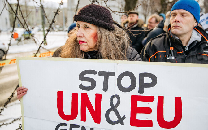 Митиннги перед зданием Рийгикогу на Тоомпеа и перед МИДом