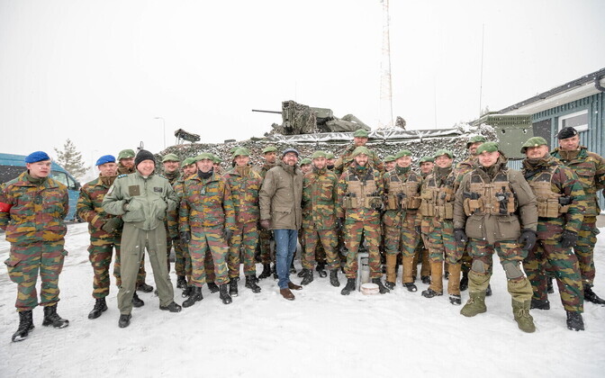 Belgian premier Charles Michel meeting with NATO troops from his country on Wednesday.