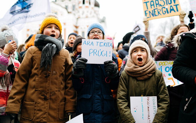 Протест школьников в Таллинне.