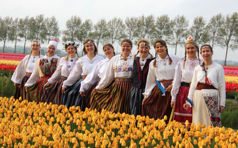 Nootdorp, Netherlands-based folk dance troupe Tuuletütred on International Dance Day. 29 April 2018.