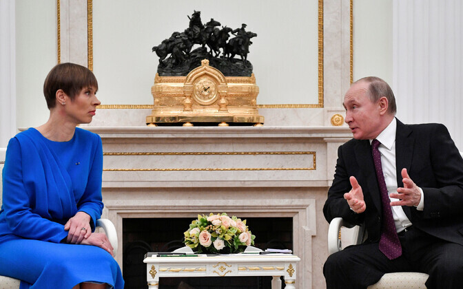 Керсти Кальюлайд и Владимир Путин проводят встречу в Кремле.