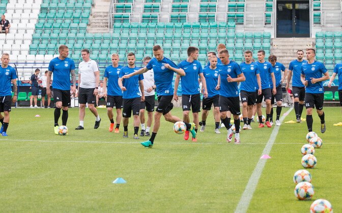 Eesti jalgpallikoondise treening enne EM-valikmängu Põhja-Iirimaaga