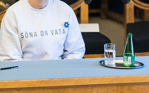 Kersti Kaljulaid kandis riigikogus valitsuse ametivande ajal pusa sõnumiga 