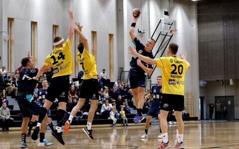 Hetk EHF Challenge Cupi mängust Kauno Ažuolas-KTU – HC Tallinn, viskel leedukate kasuks kaheksa väravat visanud Vilius Juozaitis.