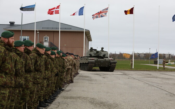 The Queen's Royal Hussars unit formally beginning their five-month rotation in NATO Battlegroup Estonia at Tapa Army Base. Tuesday, Nov. 5, 2019.
