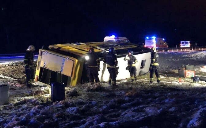 The Ecolines bus left the road and rolled on to its side early on Sunday morning.