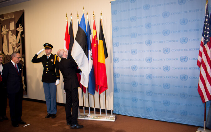 Estonian flag raised at UN Security Council.