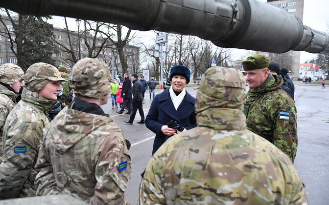 President Kersti Kaljulaid attended a ceremony in Narva on Friday marking the 100th anniversary of the War of Independence ceasefire. January 3, 2020.