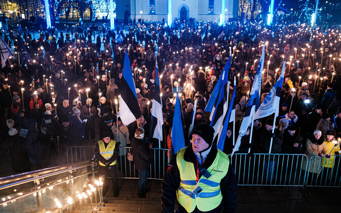 EKRE's torch-lit parade on the 102nd anniversary of the republic.