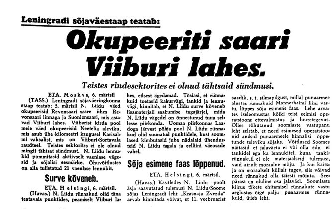 Uus Eesti 7.03.1940