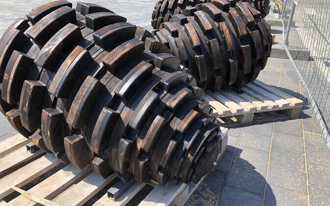 Renovation work at Kardla's central square.