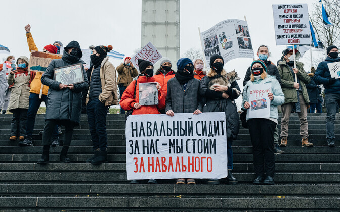 Пикет в поддержку Алексея Навального в Таллинне.