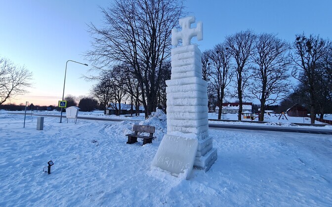 Victory column ice replica on Saaremaa.
