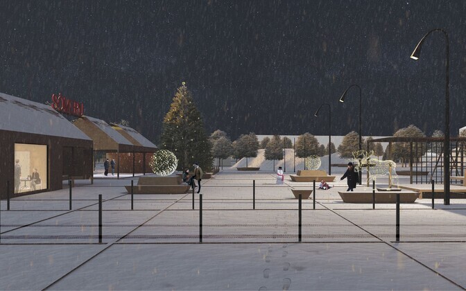 Planned Sõmeru center artist's rendition, from the winning design competition entry.