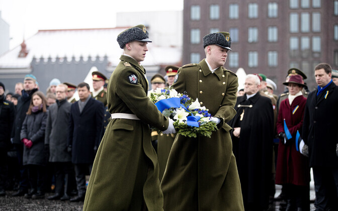 Wreaths were laid at the War of Independence monument on Freedom Square on February 24, 2022.
