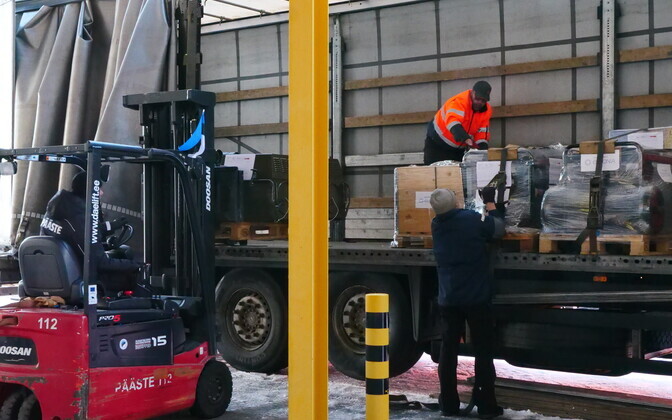 An emergency encampment aid package being assembled for delivery to Ukraine at the Estonian Rescue Board's logistics center. February 26, 2022.