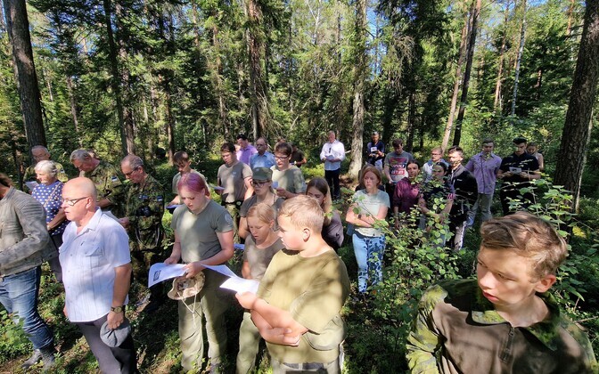 Ceremony installing the cross and plaque which mark the site at which Forest Brother Elmar Ilp fell, unveiled on the 72nd anniversary of the incident, August 13 2022.