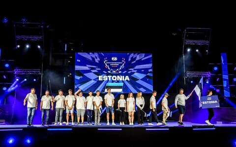 Eesti võistkond FIA Mootorispordimängude avatseremoonial.