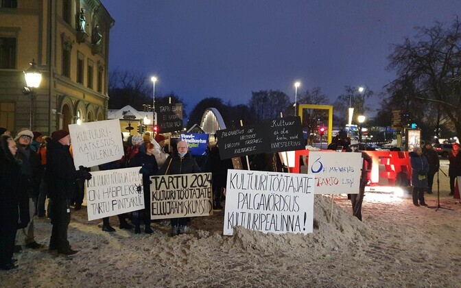 Kultuuritöötajate streik Tartus.
