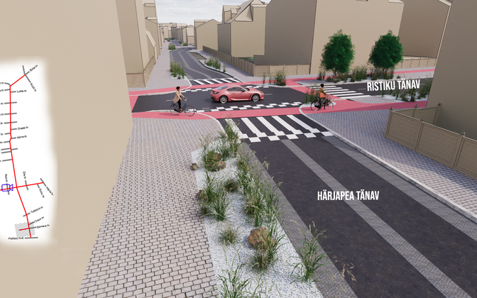 Эскиз реконструкции улиц Ристику и Хярьяпеа.