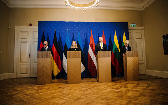 Канцлер ФРГ Олаф Шольц в Таллинне.