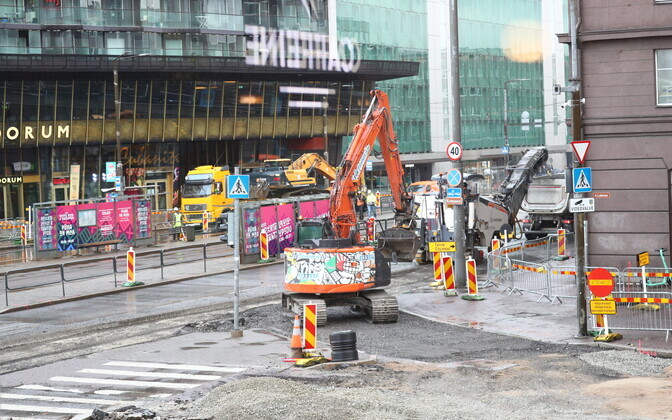 Ремонт дорог в центре Таллинна, 3 июля 2023.