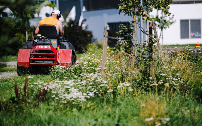 Municipal mowing in progress in Lasnamäe.
