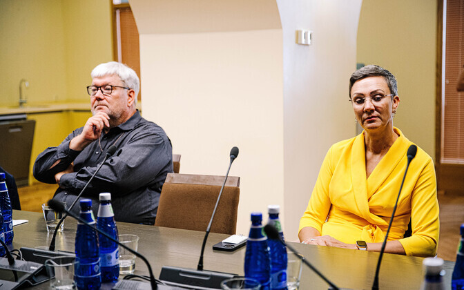 Тоомас Сильдам и Мерике Сакс на заседании специальной комиссии Рийгикогу.