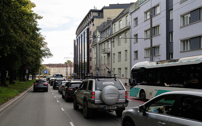 Дорожные работы в центре Таллинна.