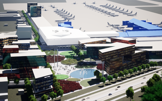 Renders of planned developments at Tallinn Airport.
