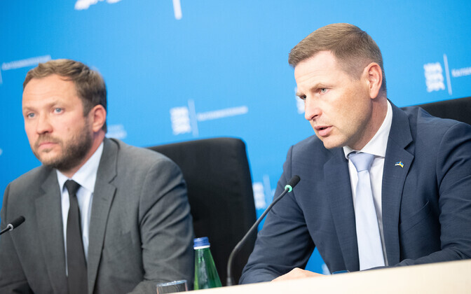 Пресс-конференция с участием министра обороны Ханно Певкура, министра иностранных дел Маргуса Цахкна и министра климата Кристена Михала.