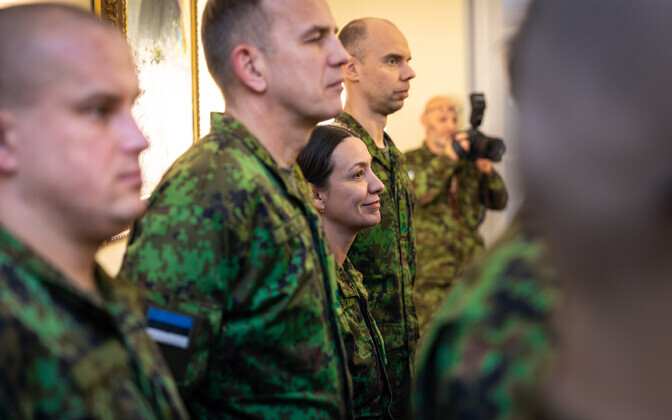 Prime Minister Kaja Kallas (Reform) hosted an appreciation reception at Stenbock House Wednesday for Estonian troops that have served overseas. December 6, 2023.