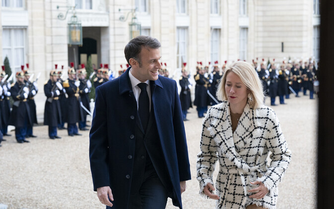 Kaja Kallas and Emmanuel Macron in Paris, February 2024.