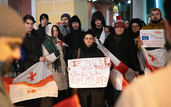 Акция в Таллинне возле посольства Грузии в Эстонии.