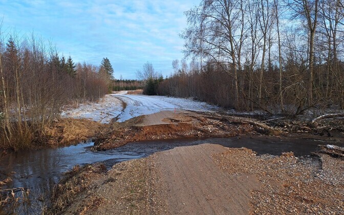 The flooded roads in southwestern Estonia.