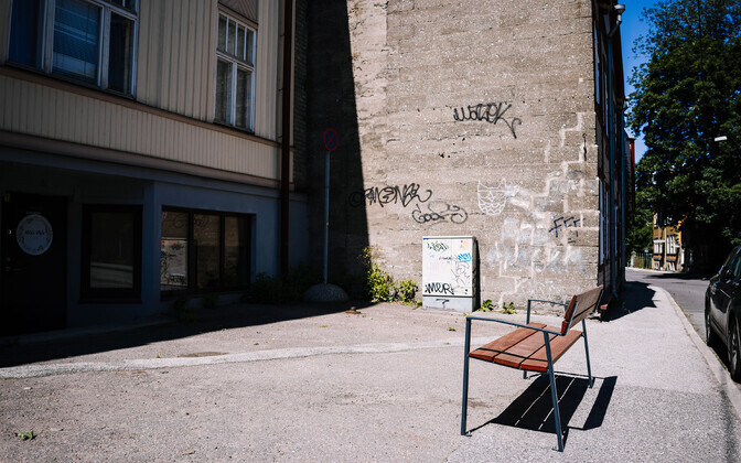 New benches in Tallinn's city center.